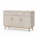 Aparador de Sala de Jantar 120 x 40 x 85 cm Retangular em MDF Branco com 3 Portas e 2 Gavetas