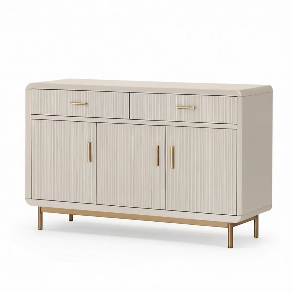 Aparador de Sala de Jantar 120 x 40 x 85 cm Retangular em MDF Branco com 3 Portas e 2 Gavetas
