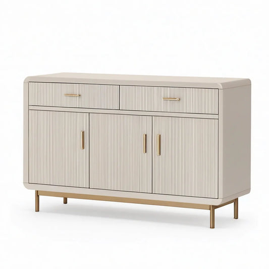 Aparador de Sala de Jantar 120 x 40 x 85 cm Retangular em MDF Branco com 3 Portas e 2 Gavetas