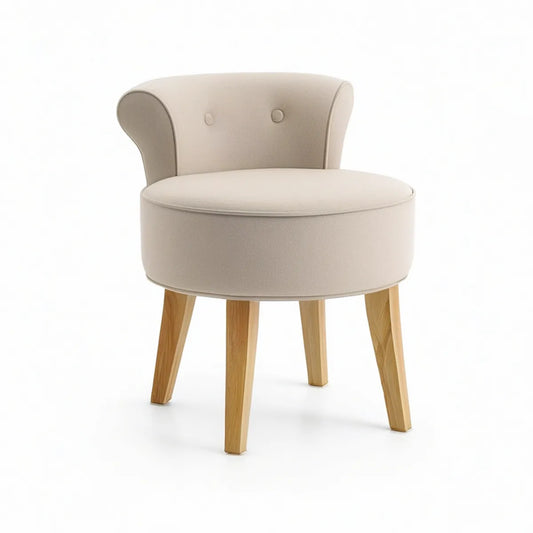 Cadeira Estofada Creme com Pernas em Madeira Natural, 56 x 54 x 79 cm