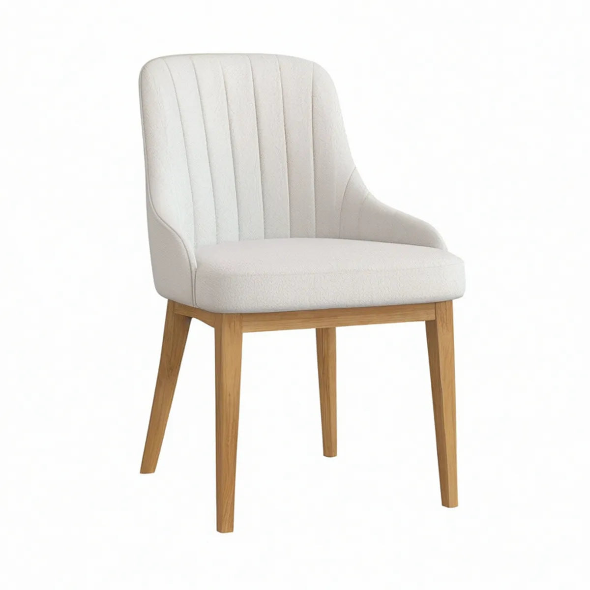 Cadeira de Jantar com Braços em Tecido Bouclé Bege Claro e Carvalho Natural, 58 x 62 x 85 cm