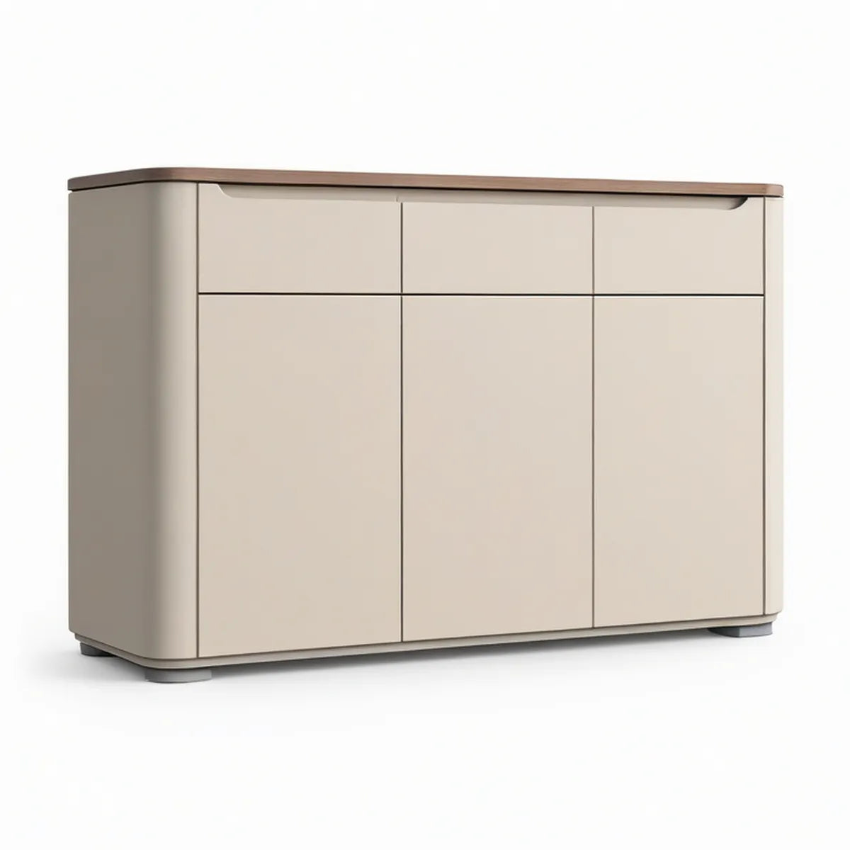 Aparador Retangular em MDF Bege e Nogueira Escura 160 x 40 x 90 cm