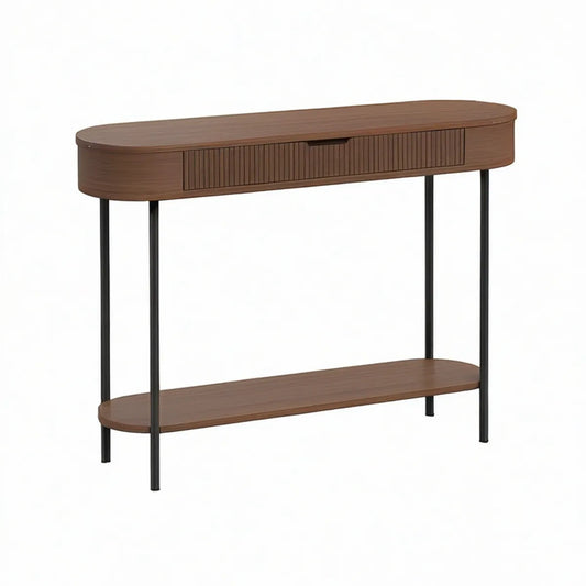 Consola de Entrada em MDF Castanho Nogueira e Preto, 120 x 35 x 85 cm