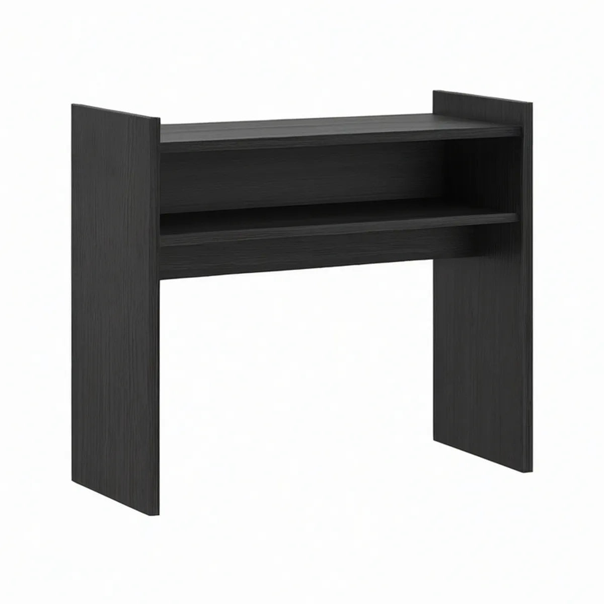 Mesa de Entrada em MDP Preto com 2 Prateleiras, 100 x 30 x 90 cm