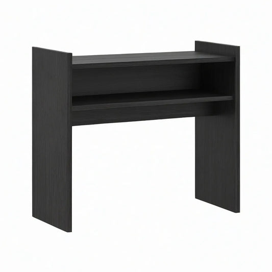 Mesa de Entrada em MDP Preto com 2 Prateleiras, 100 x 30 x 90 cm