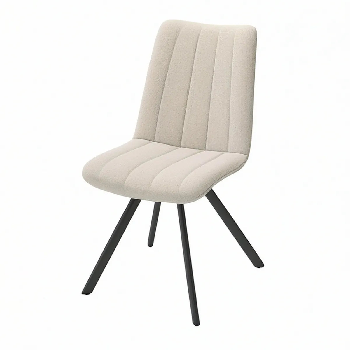 Cadeira de Jantar Estofada em Bouclé Bege com Pernas Pretas, 48 x 58 x 86 cm